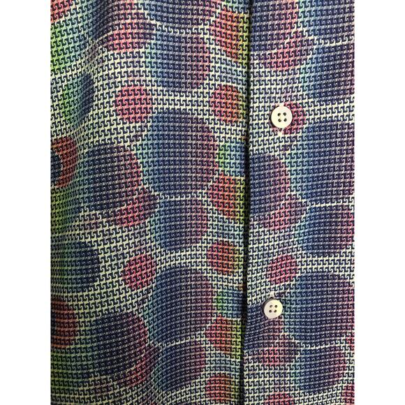 Luchiano Visconti Black Men's 2XLB Long Sleeve Button-Up Shirt Circle Pattern - Picture 3 of 7